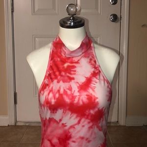 Red and white tie dye jumpsuit